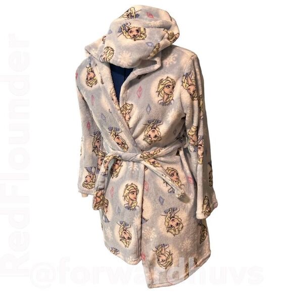 Frozen Elsa Girls Robe With Hood Size M (8) - Picture 5 of 8